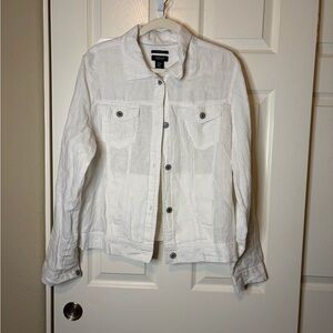 Women's Jones NY White 100% Linen Lightweight Spring Jacket Size XL
